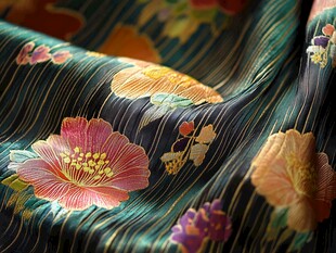 精美花卉纹丝绸面料