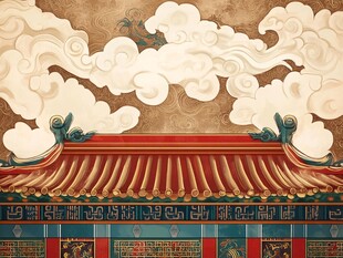 中式古建筑上的祥云纹饰