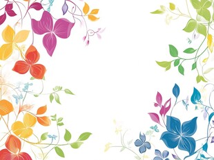 多彩花卉边框装饰图案