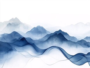 水墨山川 灵动线条之景