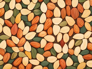 多彩坚果无缝图案背景