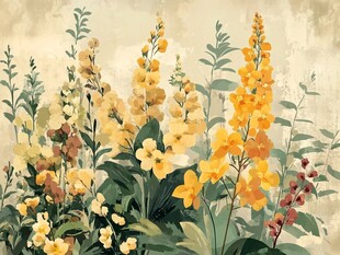 春日烂漫花卉插画