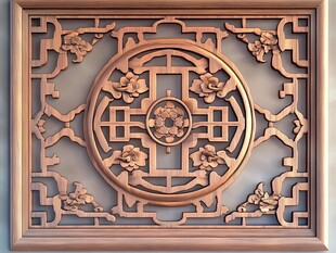 中式木雕窗饰 精致典雅