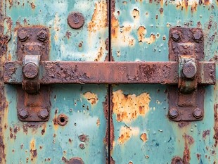 老旧生锈的金属门闩