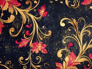 黑金花卉华丽装饰图案