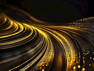 金色流光曲线科技感背景