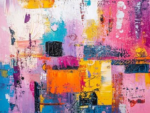 多彩抽象艺术绘画作品