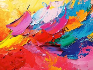 缤纷炫彩的油画笔触纹理