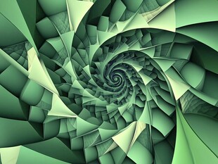 绿色螺旋几何抽象艺术图