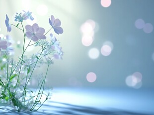 梦幻紫花绽放柔和光影中