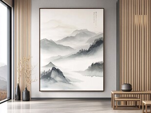 中式客厅山水挂画意境美