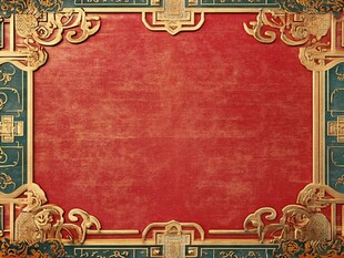 中式红底金边古典装饰背景