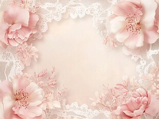 粉色花卉蕾丝浪漫背景图
