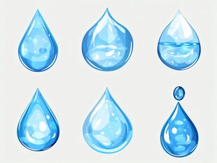蓝色水滴插画集合