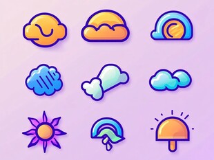 多彩天气图标集合