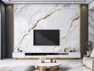 现代奢华大理石电视背景墙