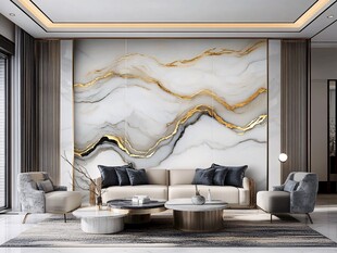 现代奢华大理石纹客厅背景墙
