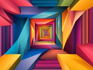 奇幻多彩几何空间隧道