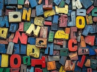 多彩字母堆叠创意画面