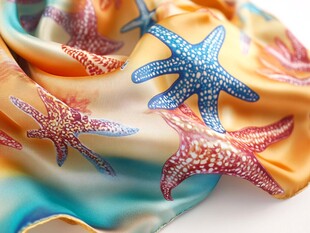 海星图案丝绸围巾