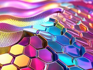 炫彩六边形几何抽象图案