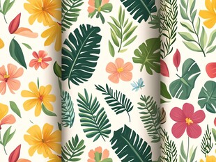 热带花卉绿植图案设计