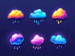 梦幻多彩雨滴云朵图标