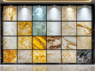 多样大理石瓷砖展示墙
