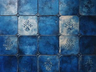 蓝色花纹瓷砖背景图案