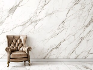大理石墙前的复古单人椅