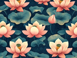 荷花荷叶图案的精美背景