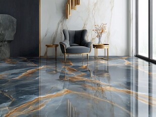 现代奢华风客厅瓷砖场景