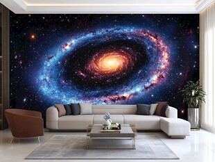 梦幻宇宙主题客厅背景墙