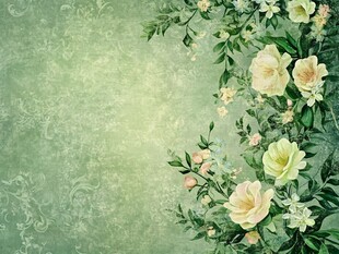 淡绿背景上的唯美花卉