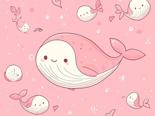 粉色鲸鱼的梦幻海洋世界