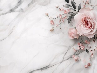 大理石上的柔美粉色花卉