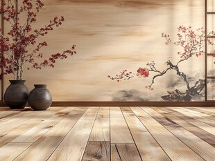 中式古风室内墙面装饰场景