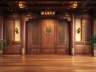 中式古典大气木质厅堂