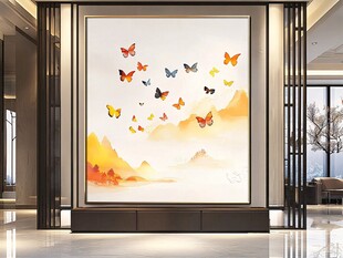 蝶舞山水玄关装饰画