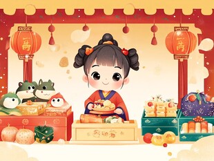 萌娃守摊迎新春