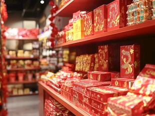 喜庆年货摆满货架