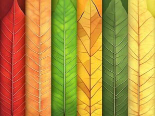 多彩叶片排列的绚丽画面