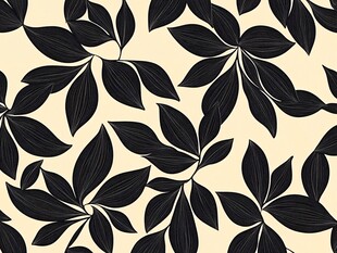 黑白叶纹简约无缝图案