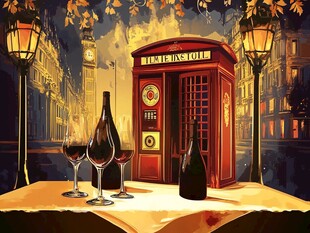 伦敦街头的红酒浪漫场景