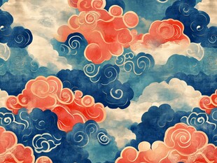 中式古风祥云图案背景
