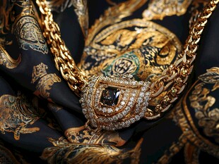 奢华金项链搭配璀璨宝石