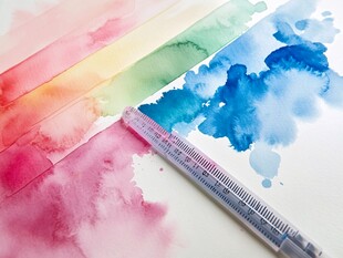 多彩水彩颜料与测量工具