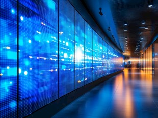 科技感十足的数据展示长廊