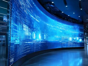 科技感弧形数据显示大屏