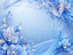 梦幻蓝调花卉背景图